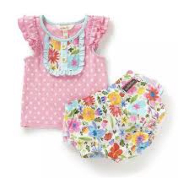 Matilda Jane baby bloom ribbed polka dot floral tank and bloomer matching set - Picture 1 of 9
